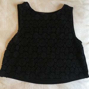 NWOT Black Lace Crop Top